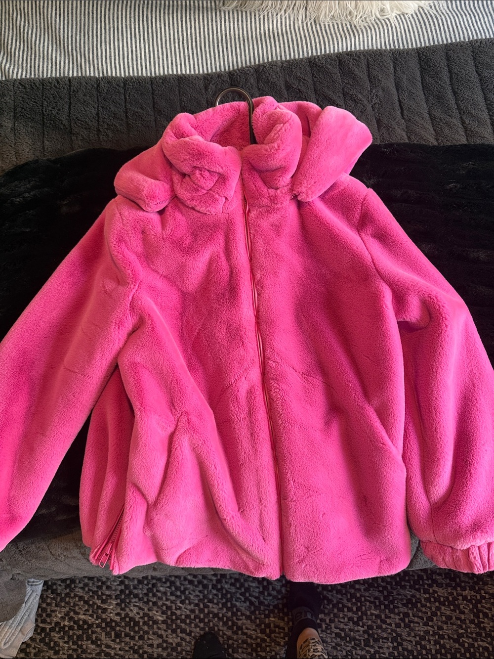 Apparis Hot Pink Faux Fur Puffer Jacket for Kids